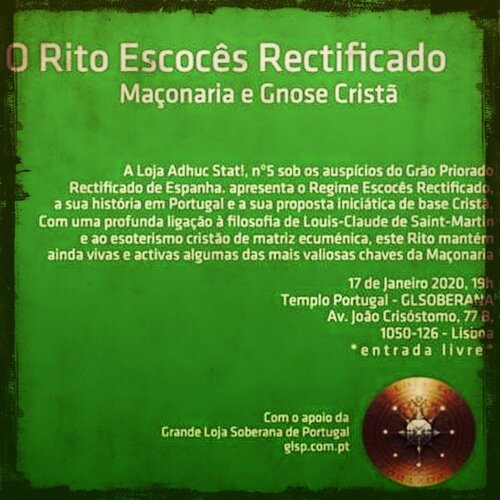 Conferência sobre o Rito Escocês Rectificado na Soberana